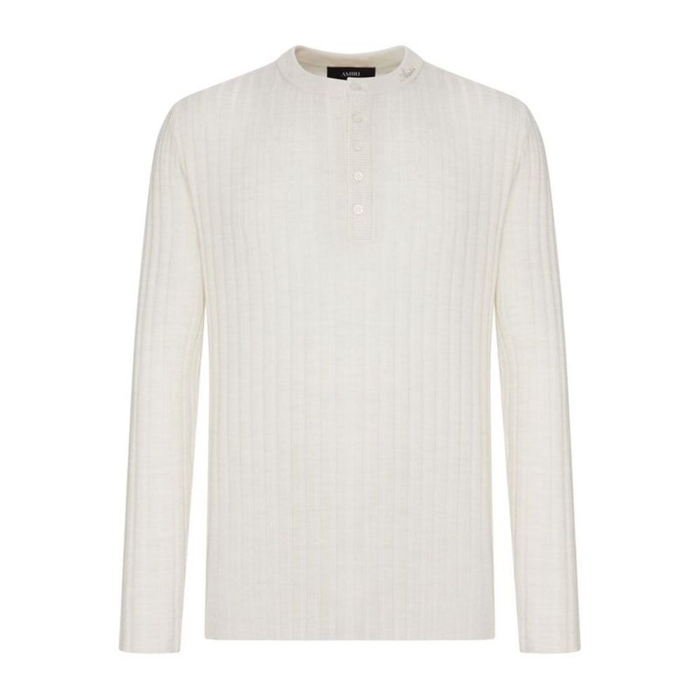 Amiri Men Henley Long-Sleeved Ribbed Knit Sweater